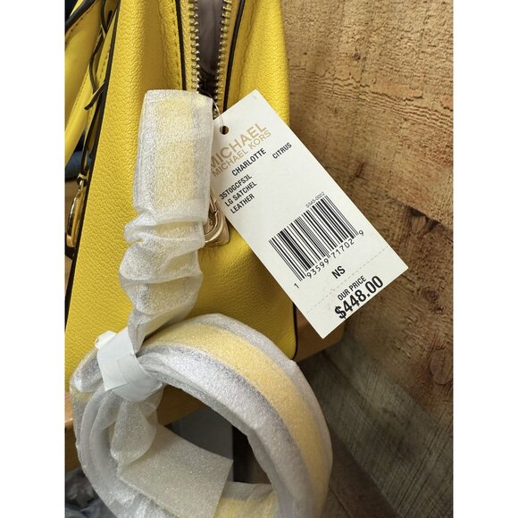 Michael Kors Large Charlotte Satchel Citrus Leather Purse NWT - Picture 5 of 11